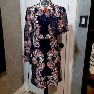 Vince Camuto snug fit paisley retro mini dress